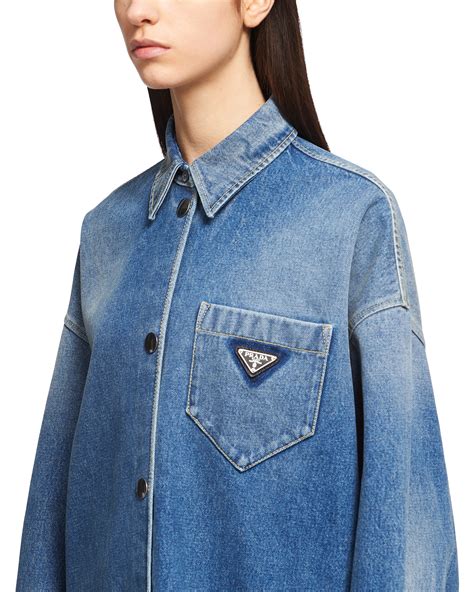 prada oversized denim shirt